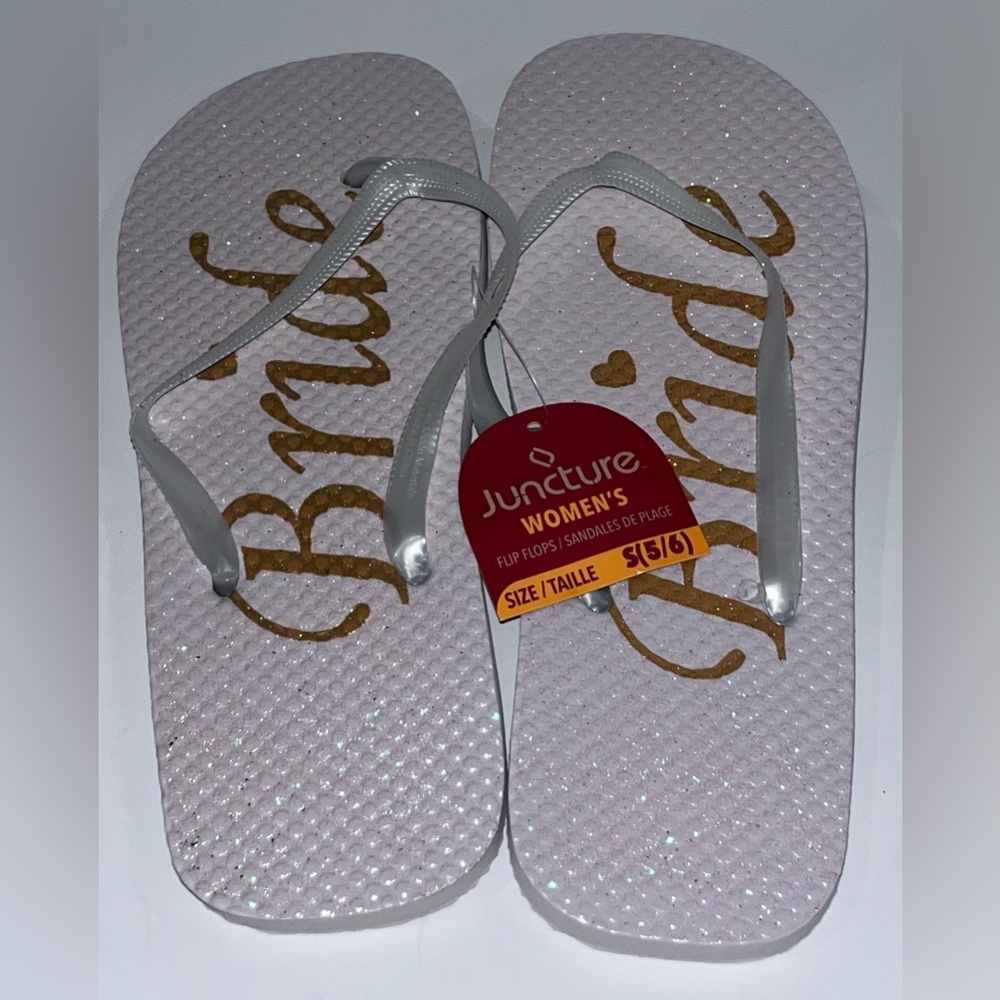 Juncture Women’s Bride Grey-ish Purple-ish Glitter Flip Flops Small 5/6